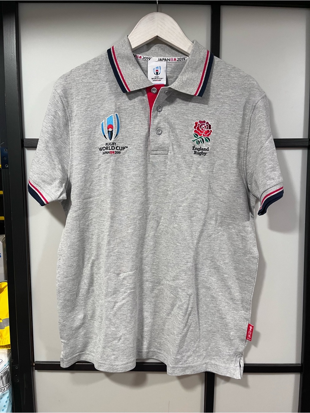 NWT Official Rugby World Cup Japan 2019 England Rugby Polo Shirt Size M Grey